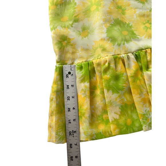 Vintage 1960s Mod Floral Wiggle Dress‎ Ruffle Ruched Bodice Organza Chiffon JS - Picture 13 of 14
